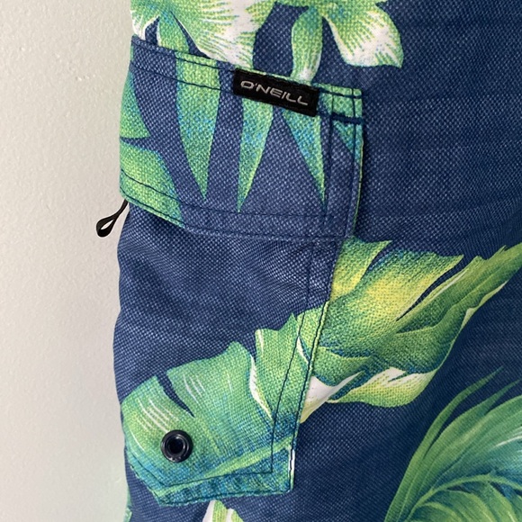 O'Neill Mens Board Shorts Blue/Floral Hawaiian Print Board Shorts 34 swim trunk - Picture 3 of 6